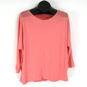 New Directions Weekend Scoop Neck Tee Women's Size Small Coral Stretch Knit